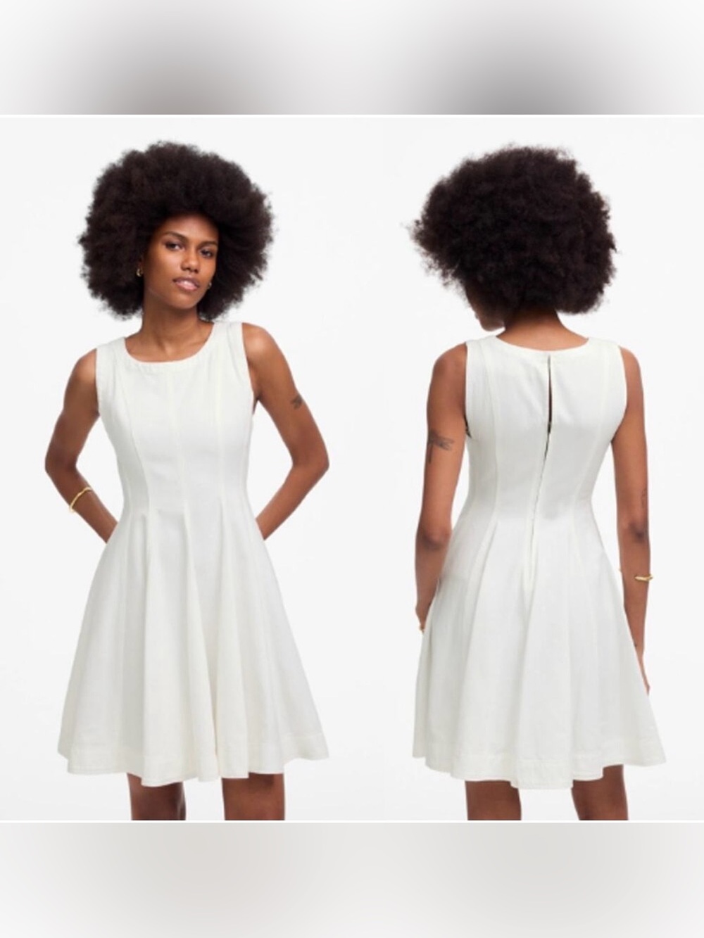 Madewell Circle Mini Dress Airy Denim Edition NV521 $148 Pure White size Large